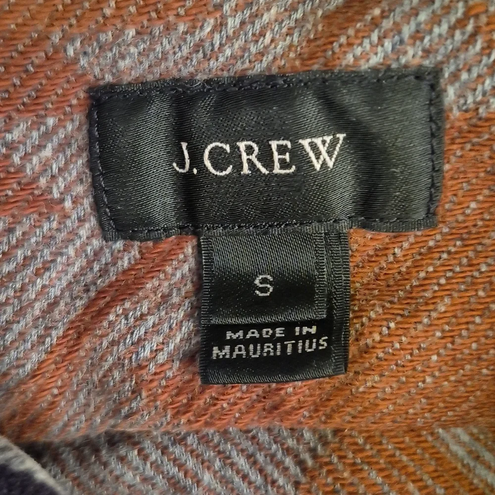 J CREW Grey‎ Brown Aztec Weave Cotton Flannel Small Slim Fit Long Sleeve Shirt
